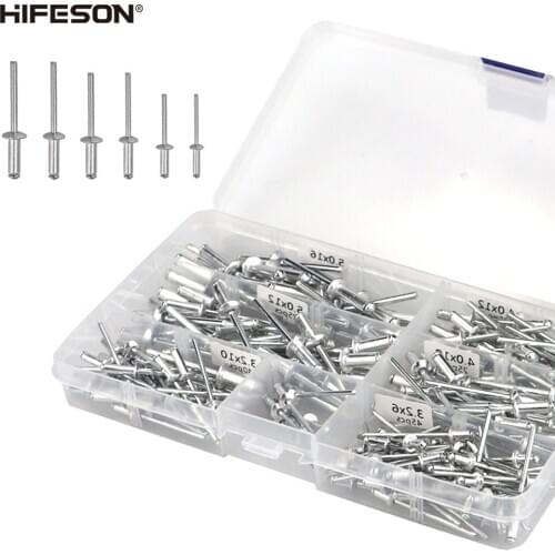 180PCS Rivet Gun Aluminum Core Pull Rivet Decoration Nail 3.2*6/10 4.0*10/12 5.0*12/16 For Furniture Assortment Kit