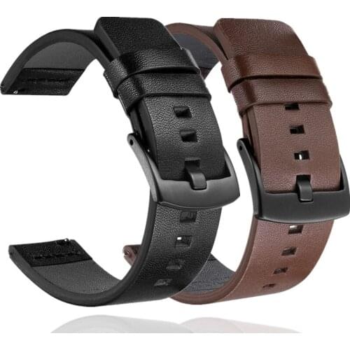 Genuine Leather Strap 20mm 22mm 24mm Suitable For Samsung Huawei Watch Accessories Stainless Steel Buckle Replacement Bracelet