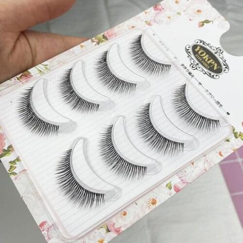 Yokpn 4 Pairs Transparent Soft-Stemmed False Eyelashes Natural False Eyelashes Simulated Plain Makeup Short Thick 3D Lashes