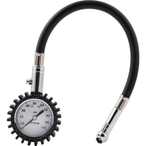 Silver Tire Air Pressure Gauge Heavy Duty Best For Car & Motorcycle Pressure Tester 60 PSI 100PSI