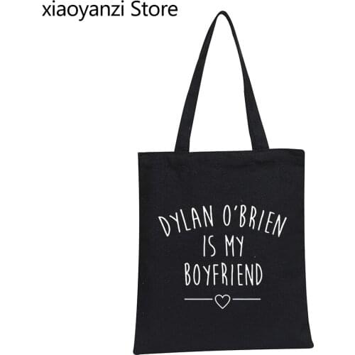 Harajuku Dylan O'Brien Is My Boyfriend Handbag Stilinski Wolf Eco Reusable Shopping Bags Tumblrs Shoulder Bags For Men Women