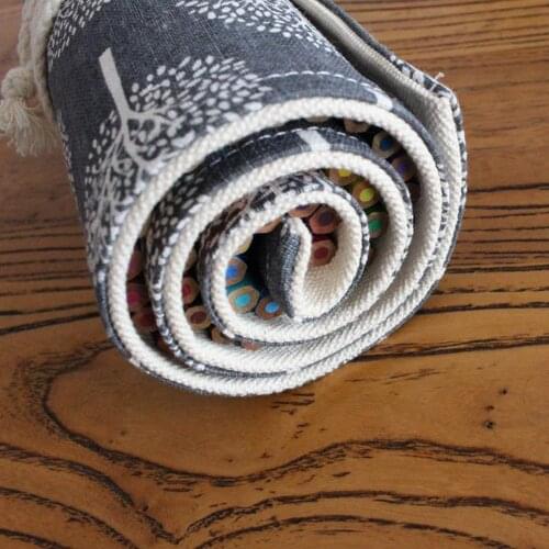 36/48/72 Holes Pencil Case School Canvas Roll Pouch Comestic Makeup Brush Case Pen Storage Pecncil Box