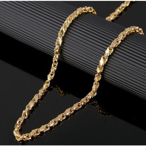 Thick Chain Length 60cm Width 4mm Ethiopian Necklace 22K Gold Color African Eritrea Cuban Chunky Necklace