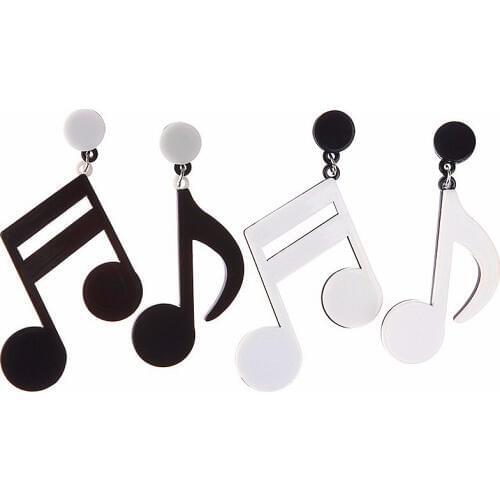 Personality Cool Asymmetric Musical Notes Drop Earrings Black Lovely Acrylic Long Earrings Women Accessories Jewelry Bijoux