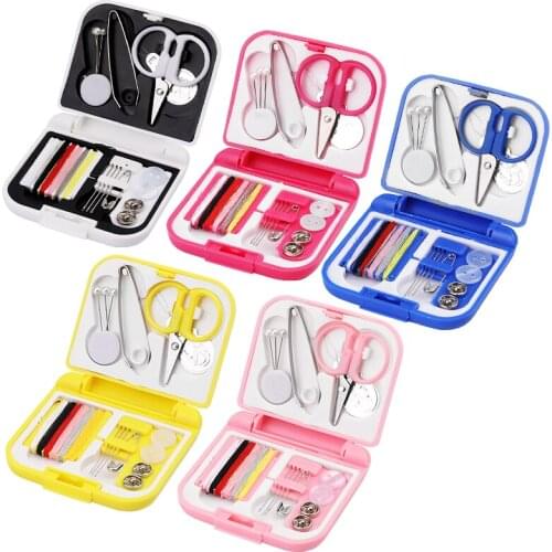LMDZ Buttons Pins Storage Boxes Sewing Box Home Tool Portable Travel Sewing Kit Scissor Thimble Needle Threads Box Set