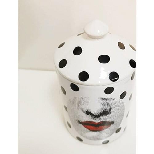 Lady Face Candle Holder with Lid Home Decor Beauty Storage Case Crafts