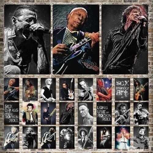 Famous Rock Band Music Singer Metal Plate Posters Vintage Pub Bar Club Wall Sticker Home Decor Art Graffiti Painting Iron Plaque