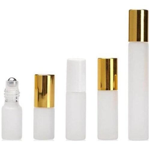 10ml 5ml 3ml Perfume Roll On Glass Bottle Frosted Clear with Metal Ball Roller Essential Oil Vials#328