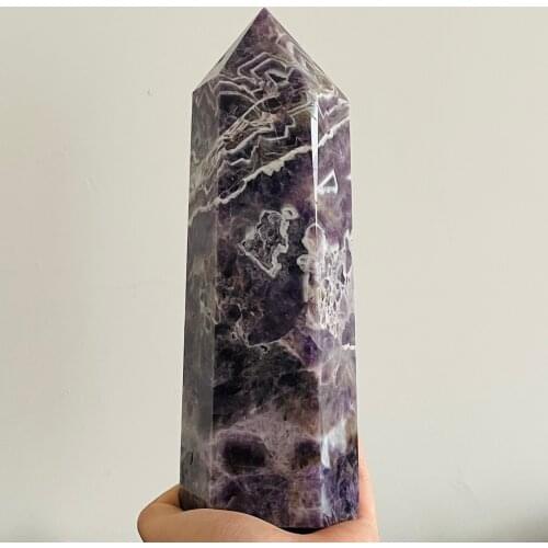 100% Natural Dream Amethyst Crystal Wand Point Healing Obelisk Home Decoration