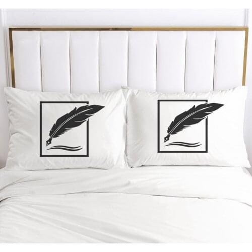 100% Polyester 2 pcs Pillowcase Simple Frather Style Printed Home Decorative Pillowcse Pillow Cover Decoraion Beddings