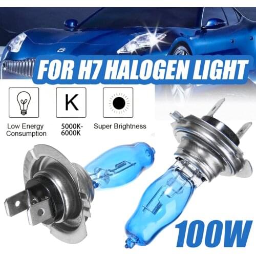 2pcs 100W 12V Auto Car H7 HOD Xenon Lamp High Brightness White Halogen Headlight Light Bulb for Night Driving