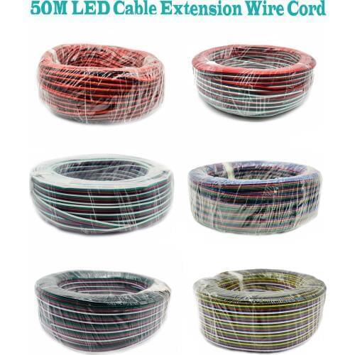 50M 2pin 3pin 4pin 5Pin 6pin 22 AWG Extension Electric Wire Cable Led Connector For 5050 3528 WS2812 RGBW RGB CCT LED Stirp