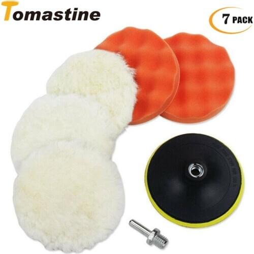 7pcs Buffing Sponge Pad Set 6 Inch Car Polishing Pad Kit Auto Buffing Waxing with M14 Drill Adaptor For Car Cleaning Tools