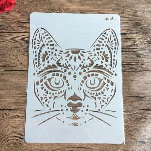 A4 29 * 21cm creative animal Cat DIY stencil wall painting scrapbook coloring photo album decorative paper card template