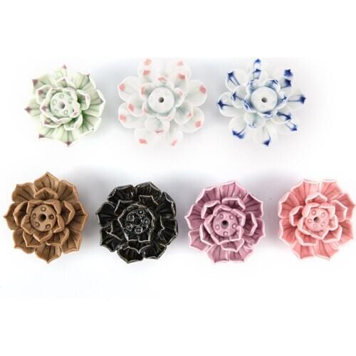 Adeeing Ceramic Incense Burner Stick Holder Lotus Incense Burner Ash Catcher Plate With 1/3 Holes Hot Sale
