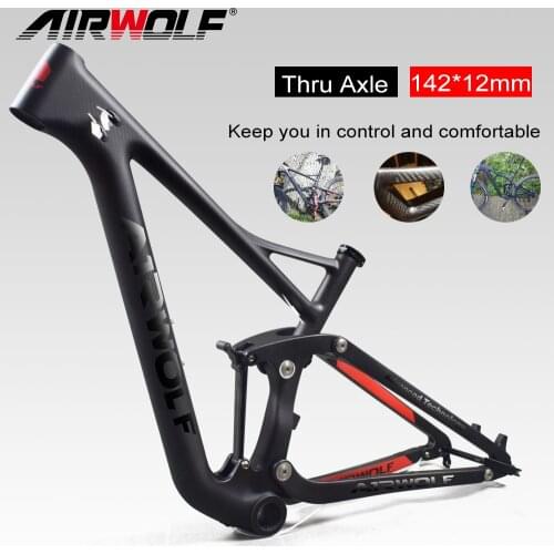 AIRWOLF Enduro Racing Mountain Bicycle Frame 29er Suspension Shock Rear Travel 122mm Carbon Mtb Frameset 15 17 19 inch Boost 148