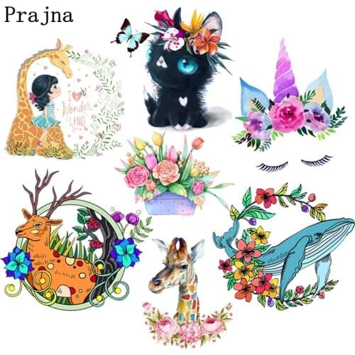 Cat Unicorn Applique Iron-on transfers for clothing Cartoon Animal Heat Transfer Patches For ClothesThermal Sticker On Clothes