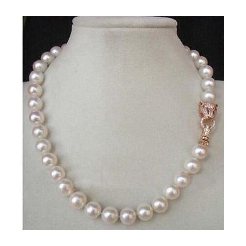 Free shipping Noble jewelry 10-11MM GENUINE WHITE SOUTH SEA PEARL NECKLACE