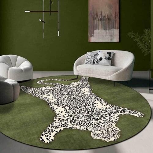 Large Round Carpet Modern Imitation Tiger Leopard Printed Living Room Bedroom Carpets and Rugs Non Slip Floor Mat Home Decor