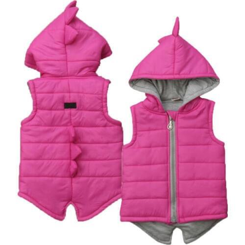 Infant Baby Girl Winter Warm Cute Dinosaur Hooded Coat Kid Jacket Outerwear Waistcoat