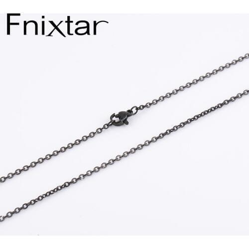 Fnixtar Black Color Stainless Steel Cable Chain Necklace Lobster Clasp DIY Chain Neckalce 2mm Thickness Wholesale Lot 10pcs/lot