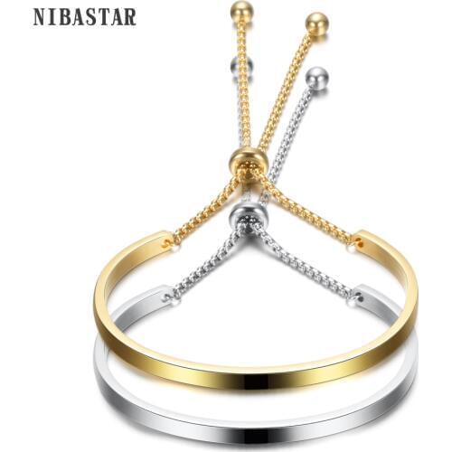Fsshion Jewelry Cuff Bracelet Gold color Stainless Steel Bangles Bracelets For Women bracelet Pulseiras