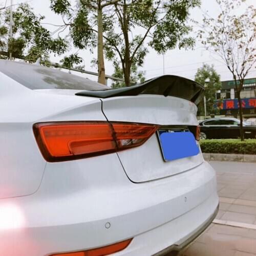 Use For Audi A3 Sedan Spoiler 2014--2019 Year 4-door Real Glossy Carbon Fiber R Style Rear Wing Sport Accessories Body Kit