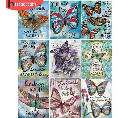 HUACAN oil Painting By Numbers Butterfly Wall Art Unique Gift HandPainted Picture By Numbers Animal Childrens Room Decor