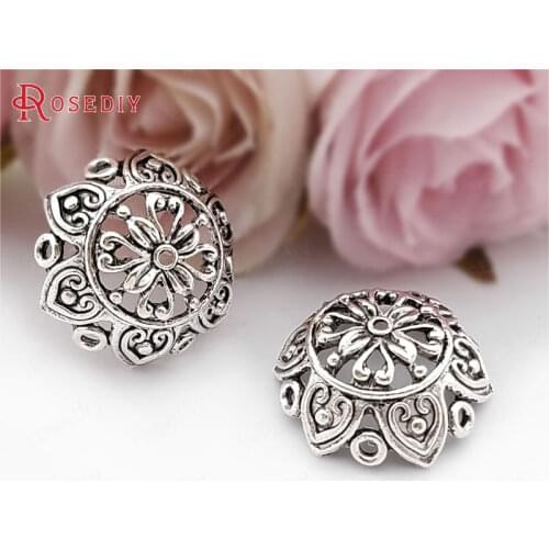 31599)10PCS 25MM,height 9MM Antique Style Zinc Alloy Big Beads Caps Tassel Caps Diy Jewelry Findings Accessories Wholesale