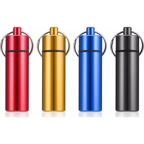 1PC Pill Box Case Bottle Waterproof Aluminum Cache Drug Holder Container Keychain Medicine Box Health Care Hot sale
