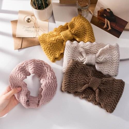 Korean Knitted Elastic Headbands Turban For Women Bowknot Wide-brimmed Weave Headdress Hair Accessories Solid Color Hair Bands