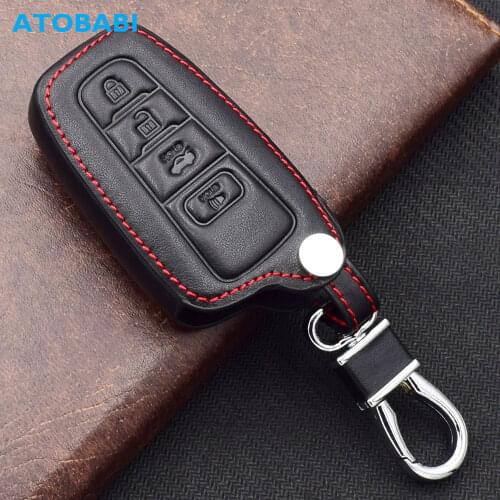ATOBABI Leather Car Key Case For Toyota RAV4 Camry Corolla Avalon C-HR Prius GT86 2018 2019 2020 Smart Remote Fobs Protect Cover