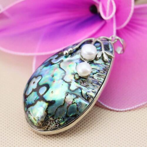 L050 Hot! Fashion abalone seashells crafts white pearl pendant,Fit beautiful women jewelry DIY making Lucky girl gift