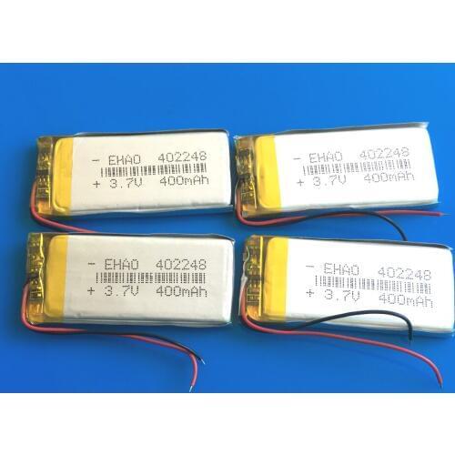 4 x 400mAh 3.7V lipo polymer lithium rechargeable battery Li-ion for MP3 GPS DVD bluetooth recorder headset e-book camera 402248