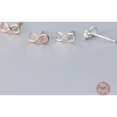 LKO 925 Sterling Silver Fashion Symbol Number Earrings Number Eight Stud Earrings for Trend Women Men Punk Infinity Earrings