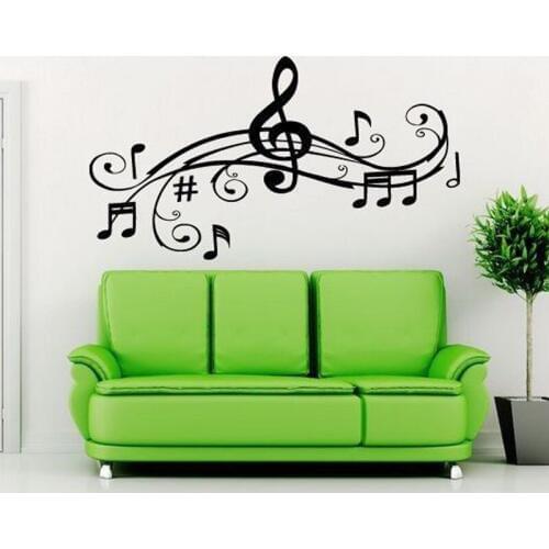 Melody Music Notes Wall Stickers for Music Room Art Decoration Wall Decals Living Room Home Decor Vinyl Sticker Murals YY179