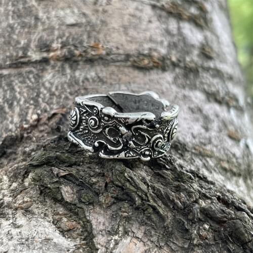 Nostalgia Gothic Wolf Amulet Viking Animal Ring Mens Signet Adjustable Rings For Women