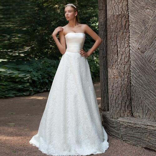 New Lace Wedding Dresses A-Line Strapless Sweetheart Neckline Sleeveless Wedding Dress Backless Bridal Gowns Custom Made