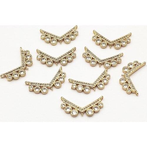 New Arrival!12x25mm 50pcs Cubic Zirconia V Shape Connectors for Handmade Necklace/Earring DIY Parts,Jewelry Accessories Findings