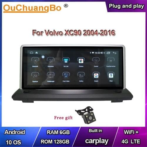 Ouchuangbo PX6 car radio gps system head units for Volvo XC90 2004-2016 with 8 core 4GB+64GB androdi 9.0 system free map