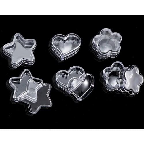 5 Style Plastic Box For Storage Nail Decoration Accessory Heart-Shaped Transparent Empty Container Rhinestone Bead Display Case