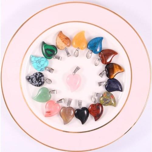 Natural Heart NecklaceCrystal Quartz 50Pcs Mixed Color Stone For Pendants Diy Jewelry Making