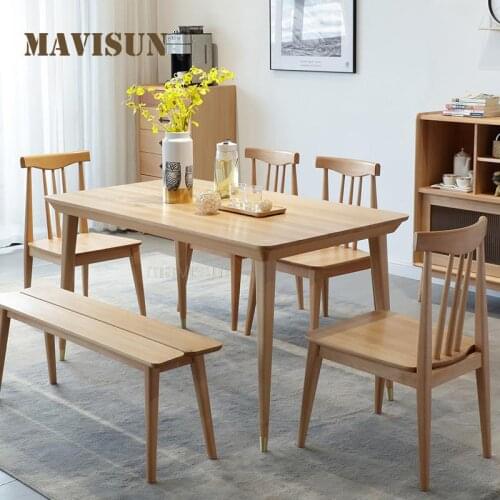 Nordic Simple Solid Wood Dining Table For Dinner Environmental Protection Dining Table And Chair Combination For 4-6 People