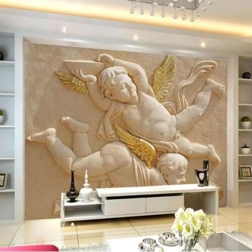 Angel relief 3d Wall Paper Vintage Decorative Painting 3d Wallpaper for Walls living room Background Home Improvement