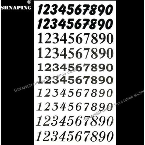 SHNAPIGN Arabic Numbers 0-9 Kid Temporary Body Art Flash Tattoo Sticker 10*17cm painless Henna selfie Tatoo tattoo stickers