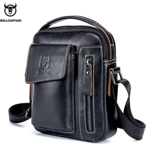 BULLCAPTAIN Genuine Leather Men Messenger Bag Casual Crossbody Bag Business Mens Handbag Bags for gift brand shoulder bag