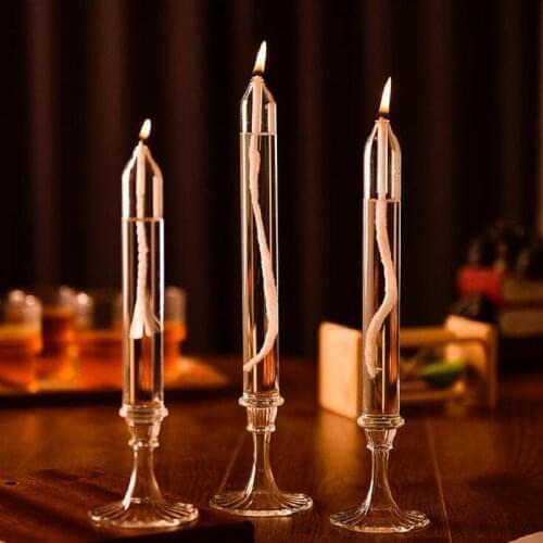 Home Decoration Real Flame Glass Bio Fireplace Oil Table Top Lamp Candlestick