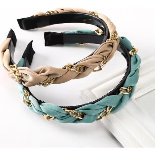 Haimeikang Chain Women Hair Accessories Headbands Cross Twist Non-slip Hair Band For Girls Fashion New Hair Hoop Hairbands