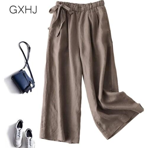 Newest cotton linen pants women elegant trousers lady formal pants famous brand design cotton trousers popular LHJ160