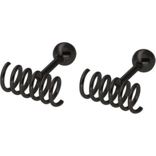 1Pair Hiphop Spring Earrings Stainless Steel Earring Simple Black Ear Studs Jewelry For Women Girls